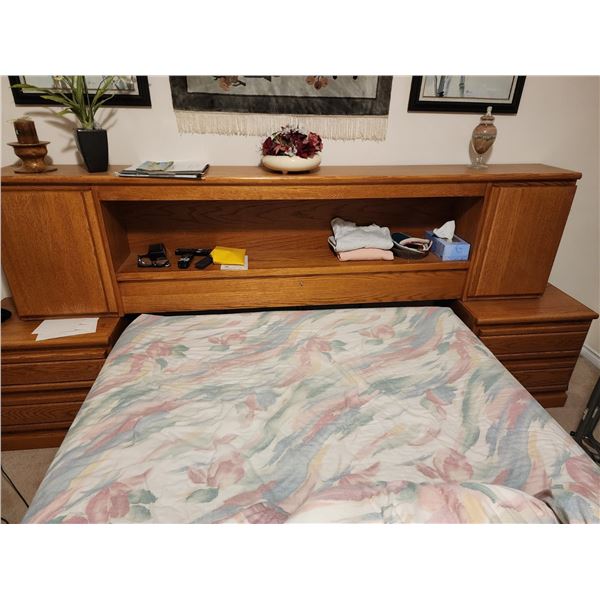 Queen size headboard with light and two nightstands