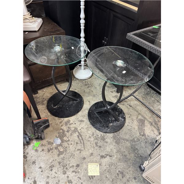 Pair of glass side tables