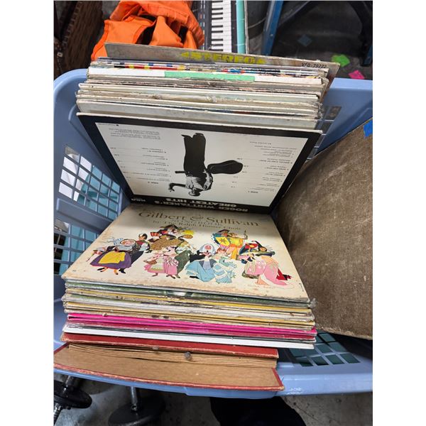 Records and laundry basket