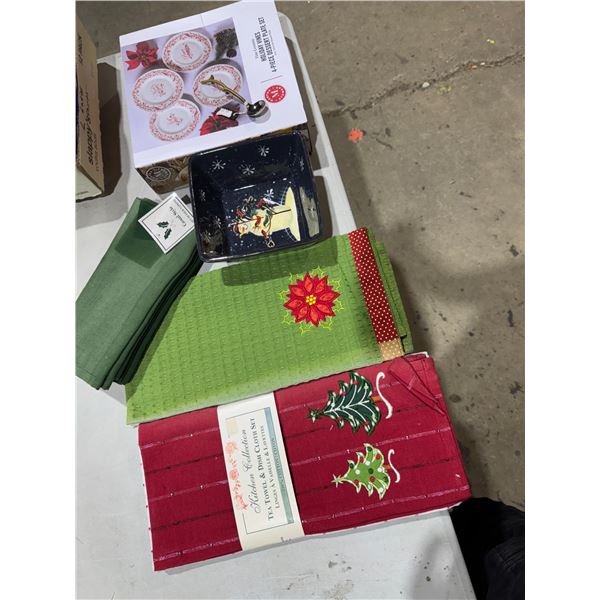 Christmas dishes, napkins, etc.