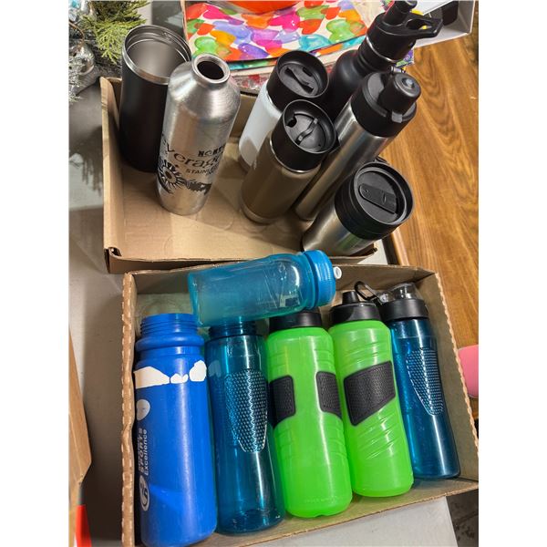 Assorted water bottles