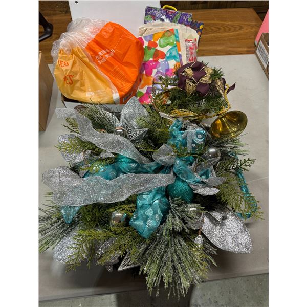 Party items, disposable plates, and Christmas decor