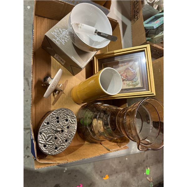 Glass pitcher and other items