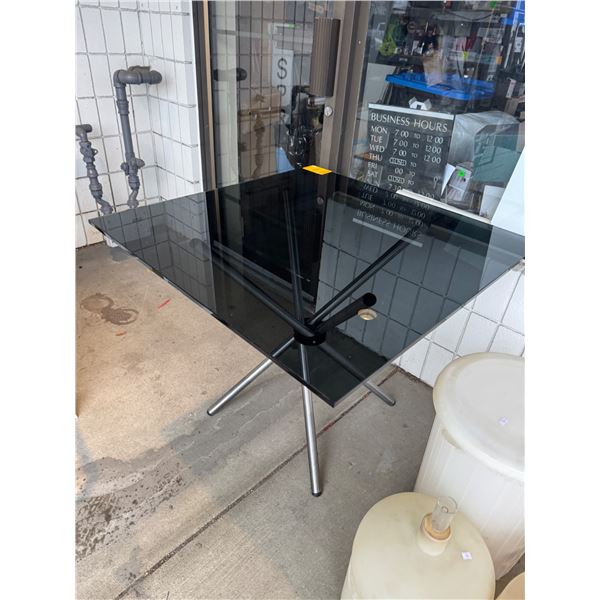 Glass table top with folding base glass 3' x 3'