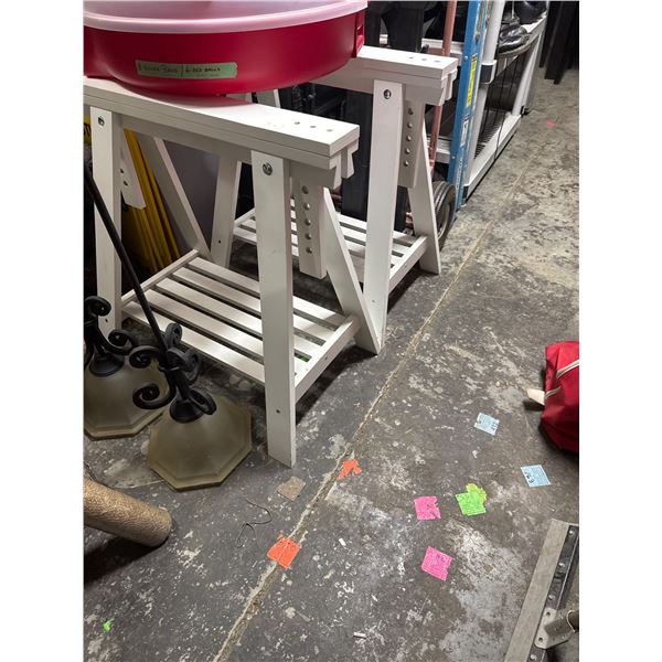 Sawhorse table glass measures 56" x 38" see both pictures