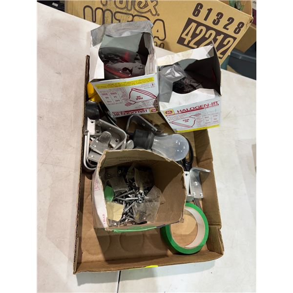Assorted lights, screws, hooks, etc.