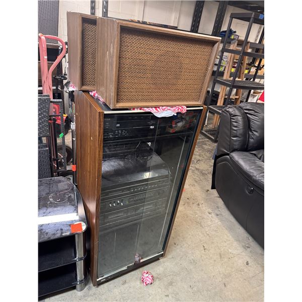 RCA five disc exchanger and Panasonic stereo components with stand and speaker