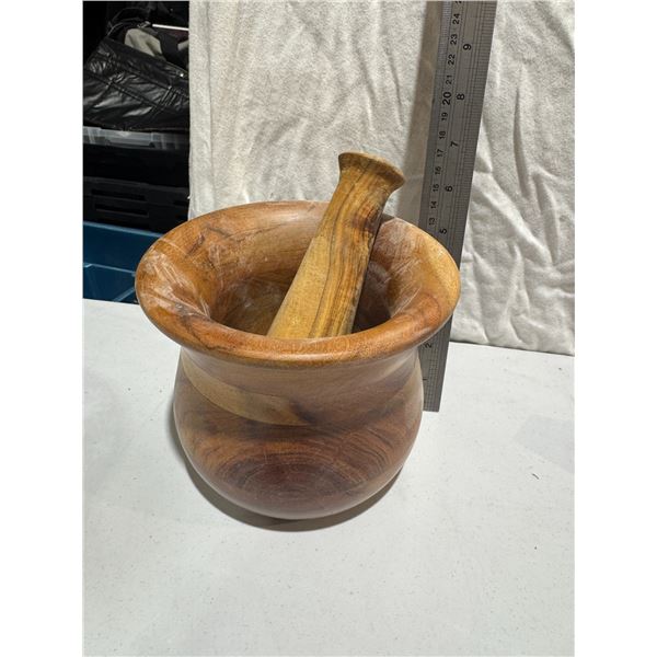 Wood carved Motar and pesto