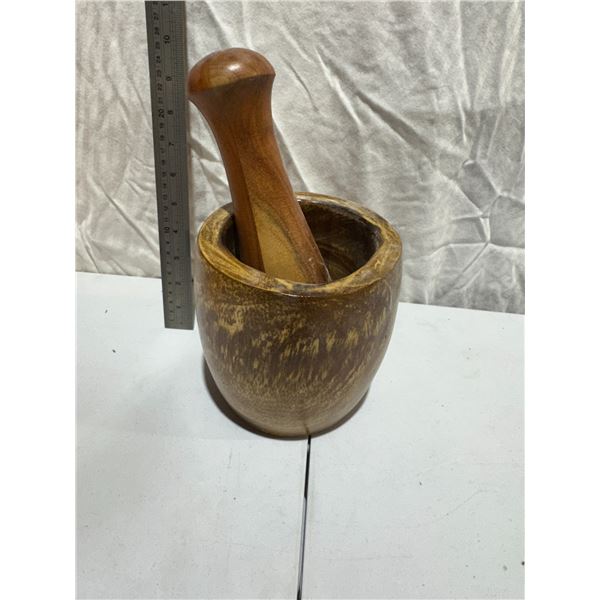 Wood Motar, and pestal