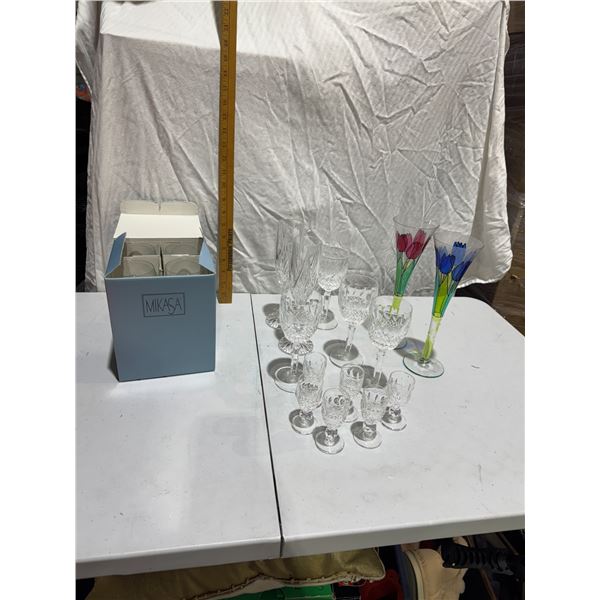 Assorted crystal glasses