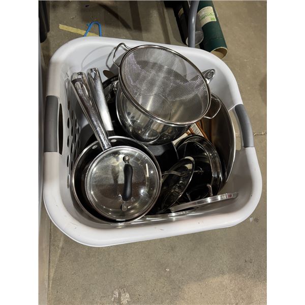 Assorted pots and pans