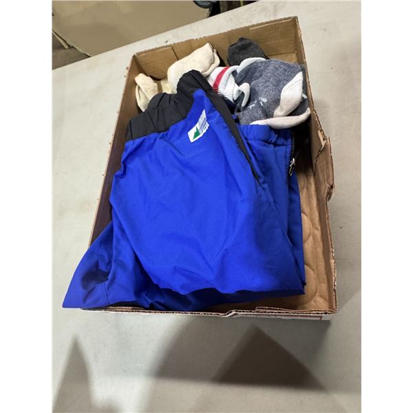 Mountain equipment, pants, size, medium, and some socks
