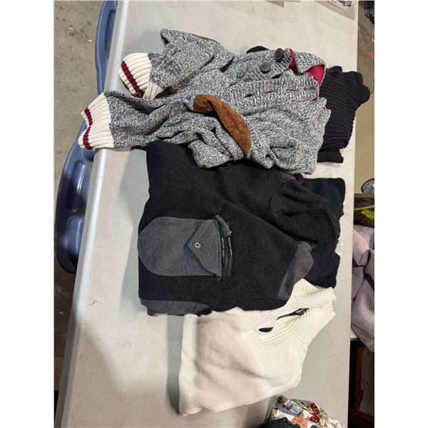 Assorted sweaters, assorted sizes