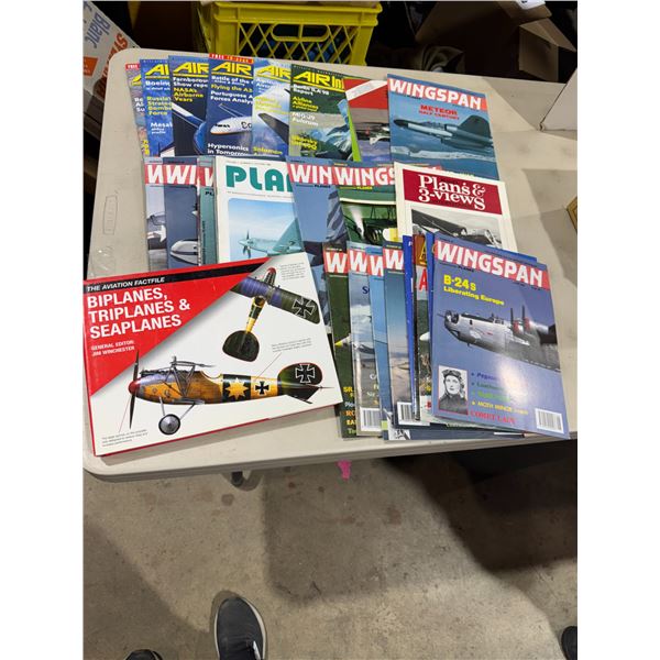 Wingspan, air, international, and other aviation magazines, and books