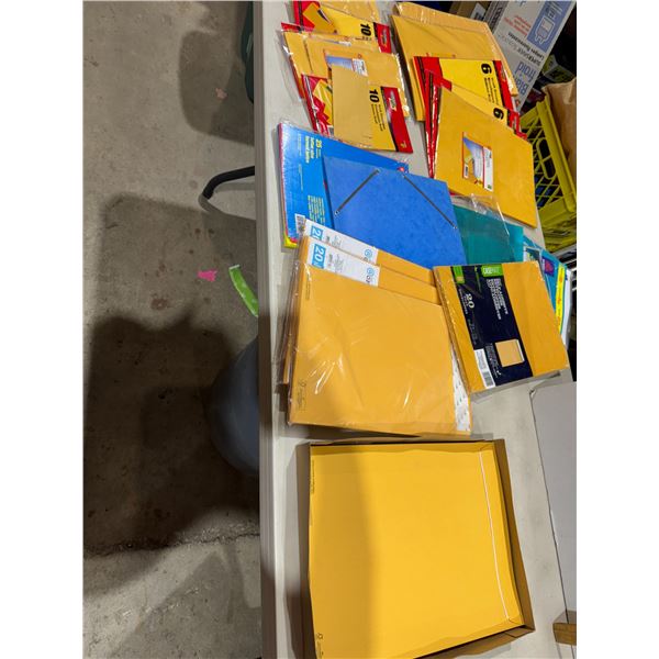 Envelopes and letter size file folders and sheet protectors