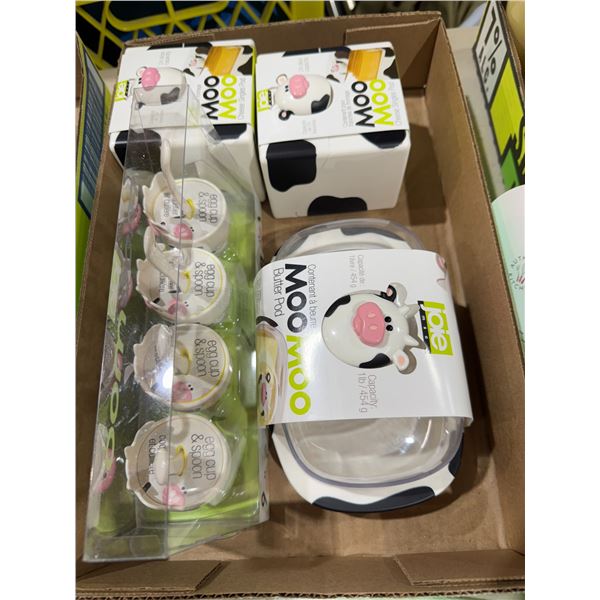 Butter pod egg, cup, and spoon and cheese slice containers