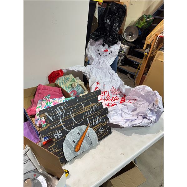 Blow up snowman with sign