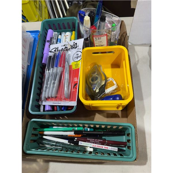 Office supplies, pens, markers, et