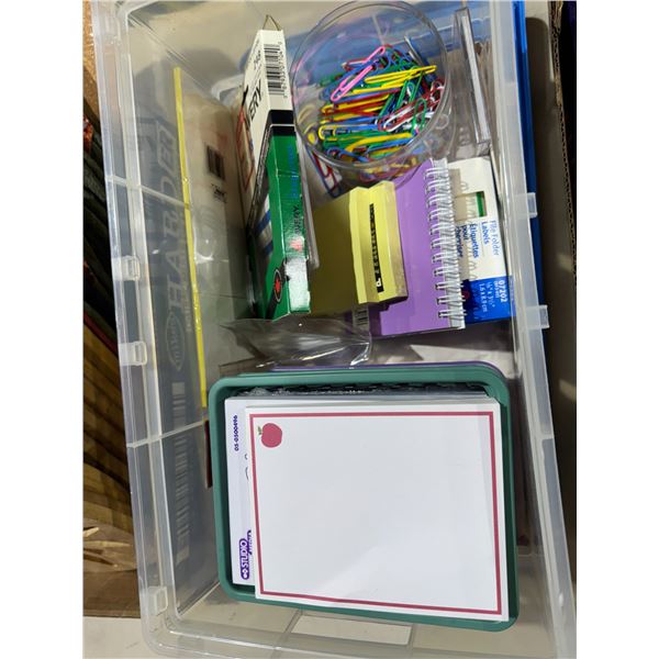 Office supplies, notepads, paper clips, sticky, notepads file folder, labels