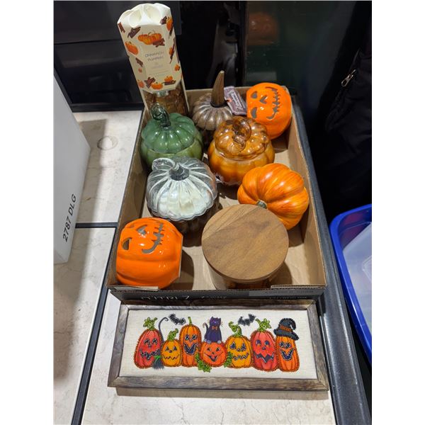 Cinnamon, pumpkin bread, diffuser, and assorted candles