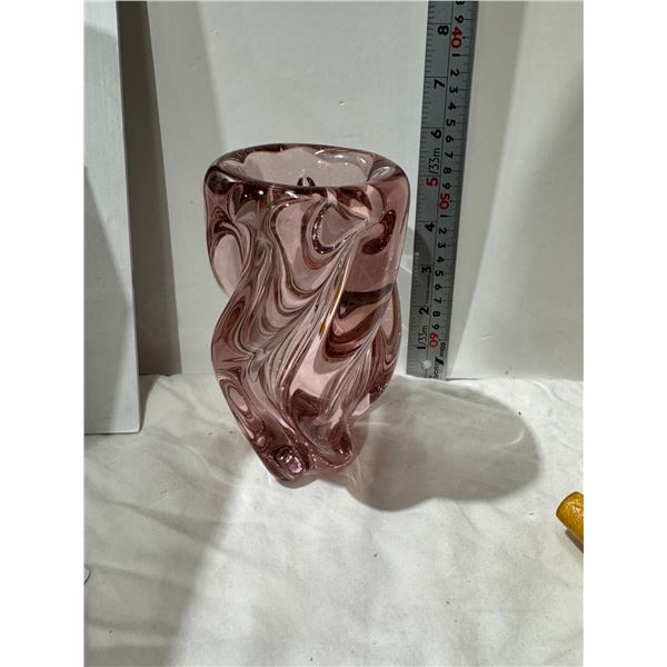 Vintage Josef Hospodka Czech art glass vase 7 inches