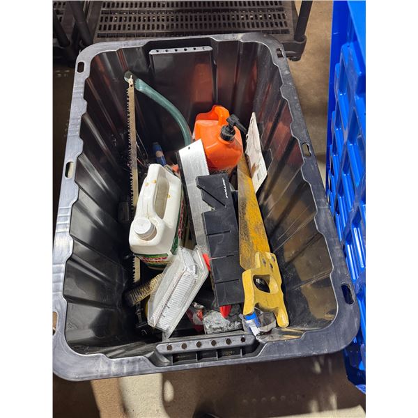 Garage items tools etc and bin with lid