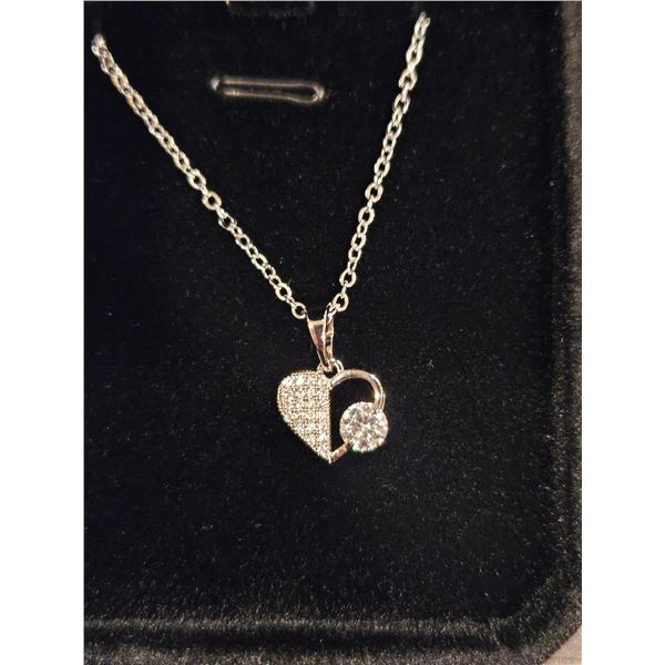 0.5ct Simulated Diamond Heart Necklace