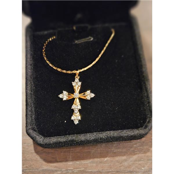 30.0mm Simulated Diamond Cross Necklace