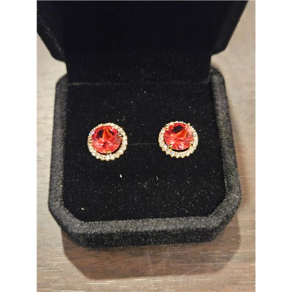 2.0ct Each lab created Ruby Halo earrings