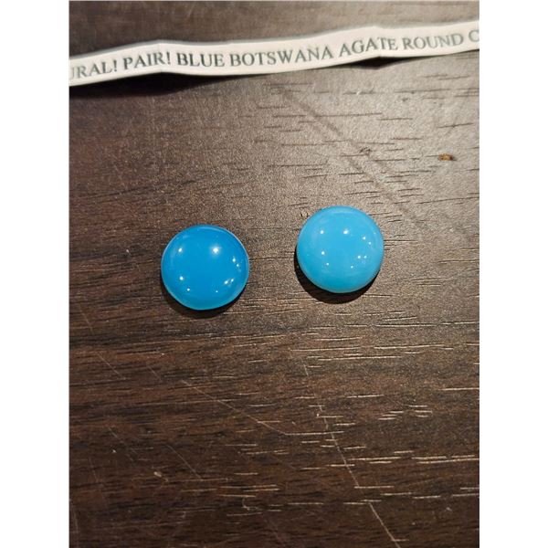 18.62 Natural Blue Botswana Agate Round Pair