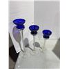 Image 2 : Vintage cobalt blue Romanian candlesticks one has chip see picture
