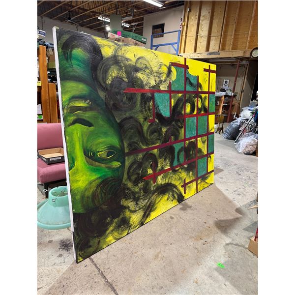 Large canvas artwork measures 7 feet x  5'5"