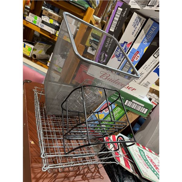 Baskets and organizers and garbage can