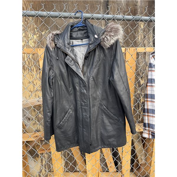 Leather coat size not shown