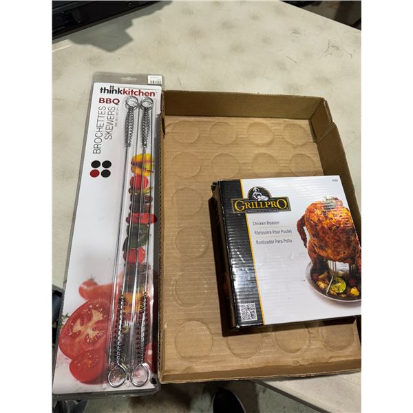 Barbecue skewers and chicken roast