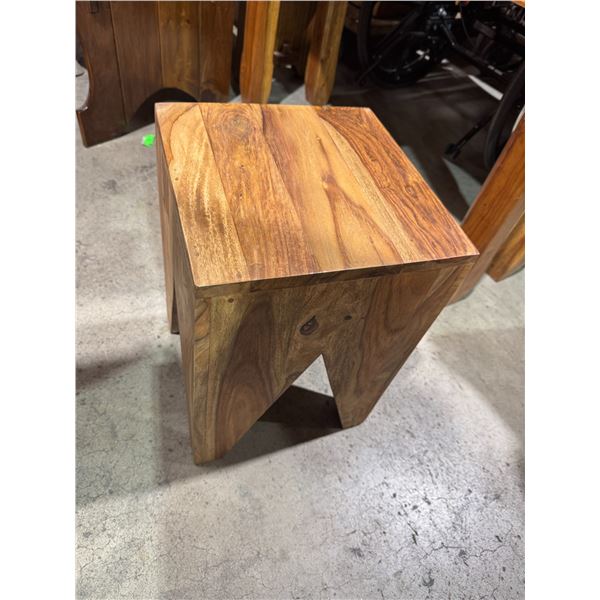 Small plant stand or bench hardwood 12 x 12 x 17