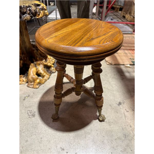 Ball and Glass Foot antique Piano Stool