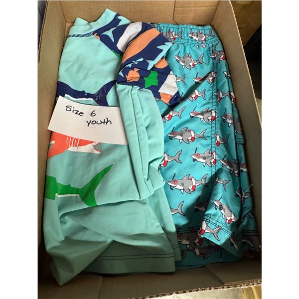 Youth size 6, swimming trunks and top