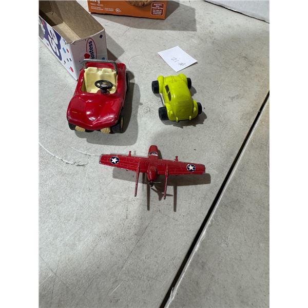 Tonka cars and a airplane