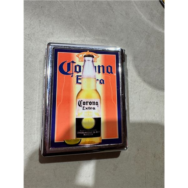 Corona, lighter and cigarette case