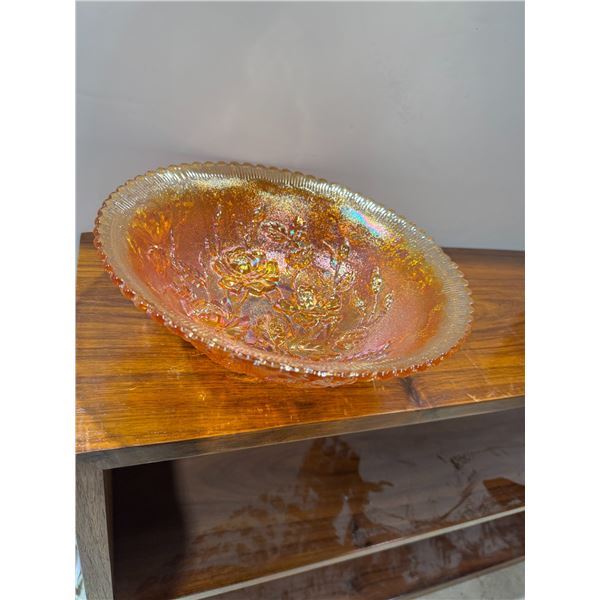 Carnival glass rose bowl
