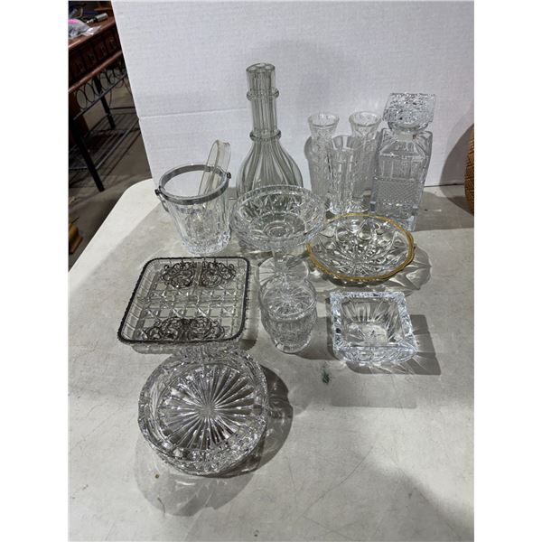 Crystal decanter and other serving items