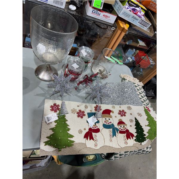 Christmas decor, candleholders, and other