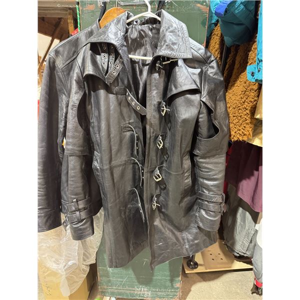 Leather coat size not shown