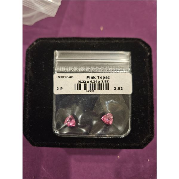 2 pink topaz stones