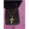 Image 1 : 14K gold plated cross necklace- 18" long