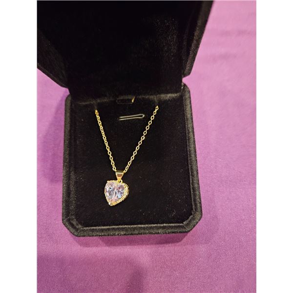 3.0ct heart cut simulated diamond necklace