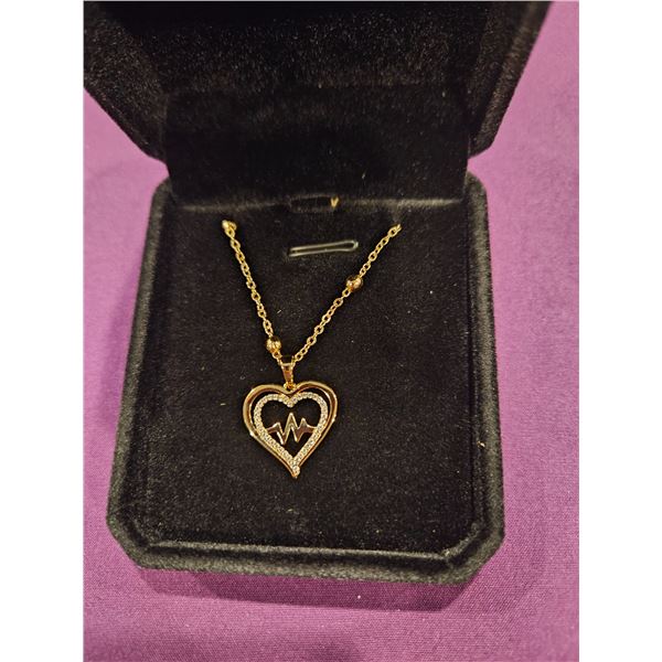 Simulated diamond heartbeat necklace