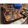 Image 1 : vintage maple couch with patchwork cushions