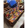 Image 2 : vintage maple couch with patchwork cushions
